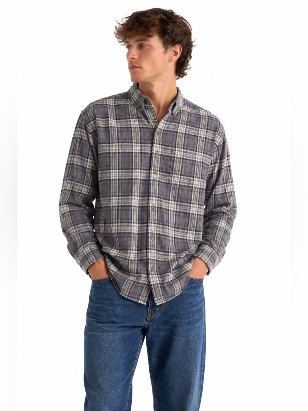 Woolrich Men’s Plaid Button Down Flannel Shirt Medium 100% Cotton